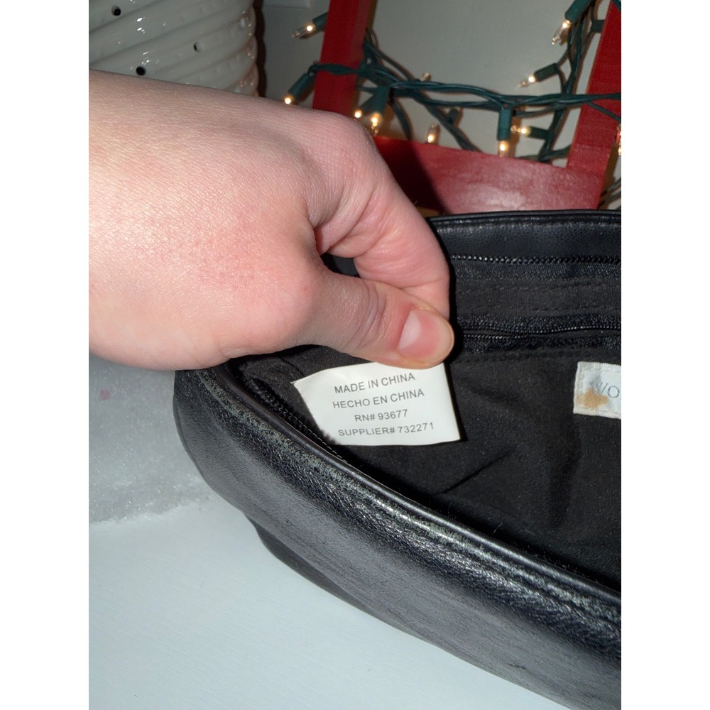 Worthington Black Lambskin Leather Clutch Purse Evening Bag Wristlet - Picture 9 of 11